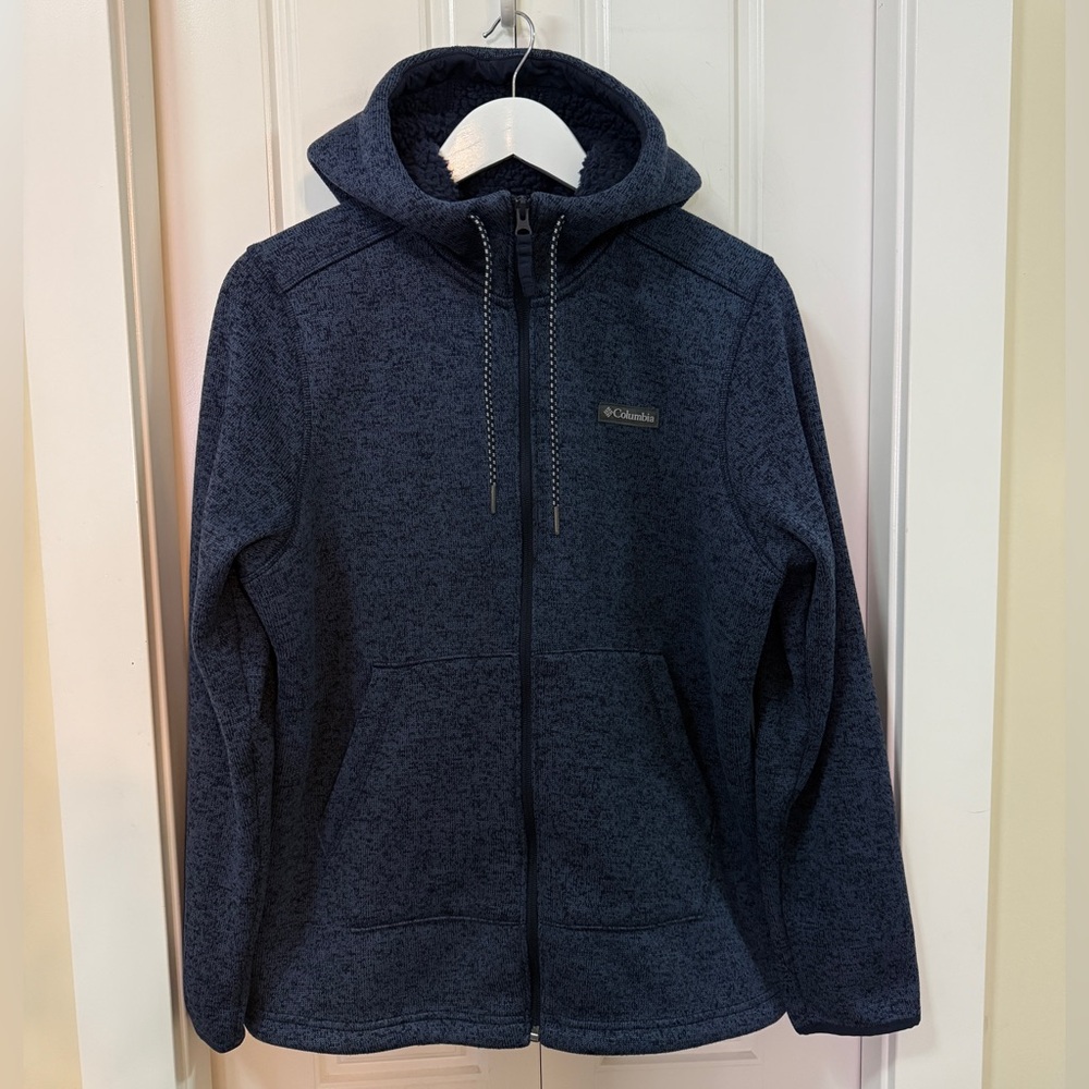 Columbia Fleece-Lined Zip-Up Hoodie – Navy Blue (Medium)